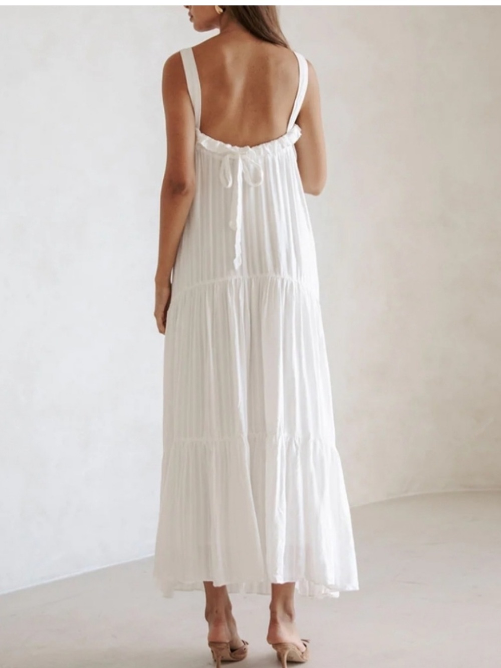 NWT SABO Keisha Dress White Sleeveless Flowy Maxi Rayon Cotton US Size 10 New! - Picture 4 of 8